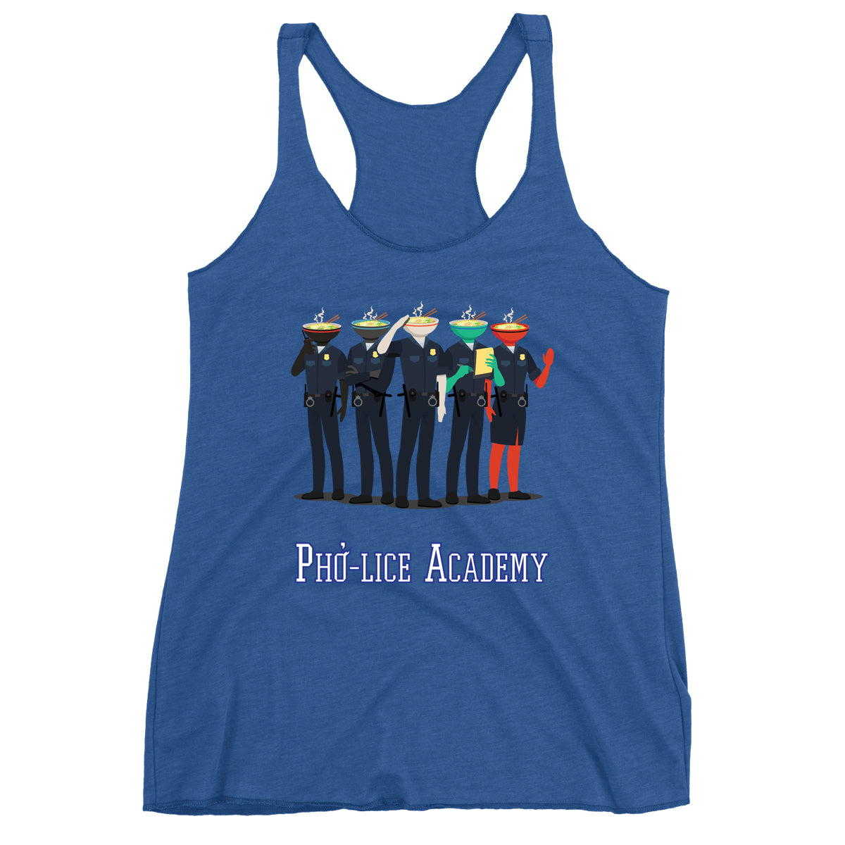 Movie The Food - Pho-lice Academy Women's Racerback Tank Top - Vintage Royal