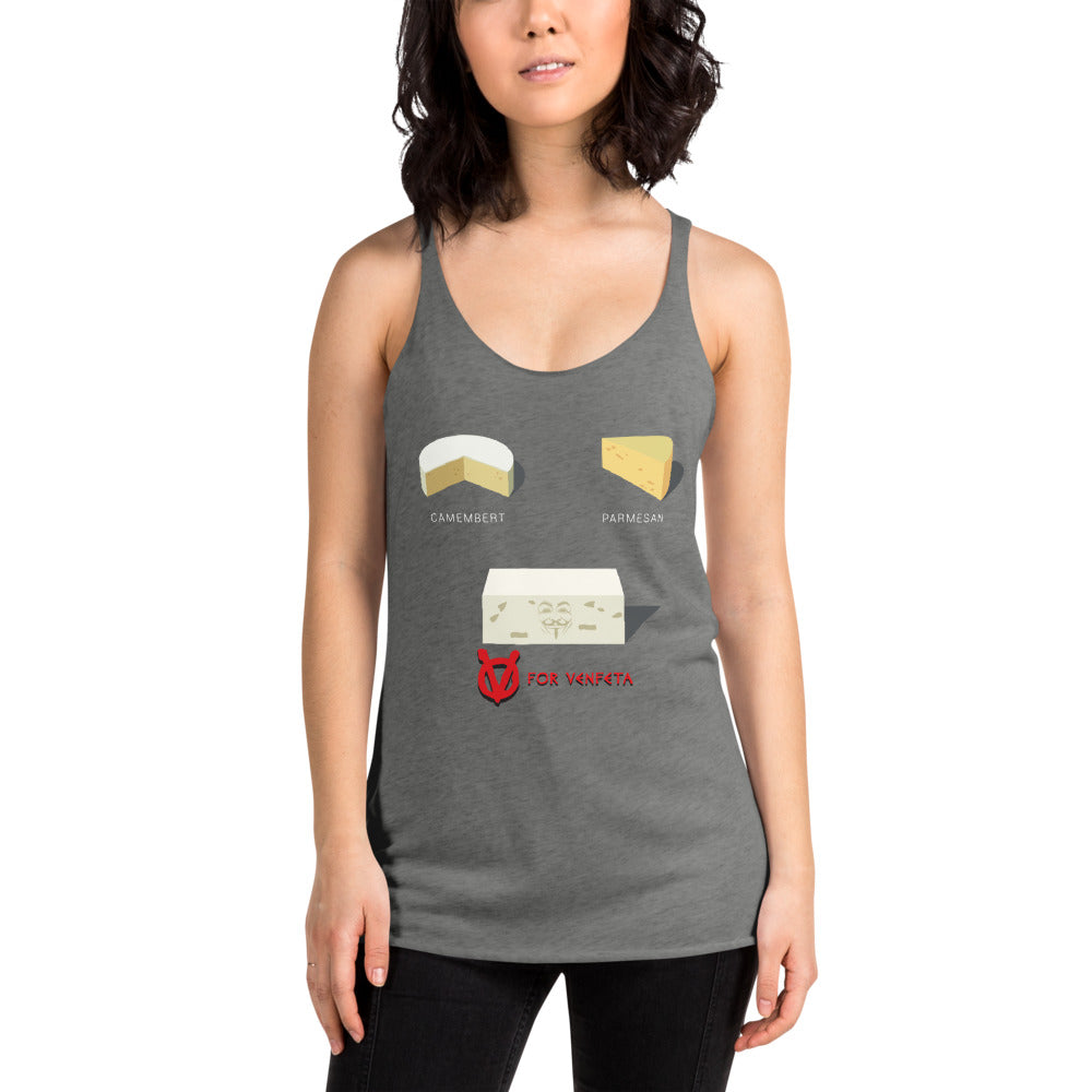 Movie The Food - V For Venfeta Women's Racerback Tank Top - Premium Heather - Model Front